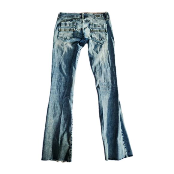 Billabong Y2K Low Rise Jeans Bootcut Denim Sz 7 Contrast Stitching Raw Hemh - Picture 2 of 15